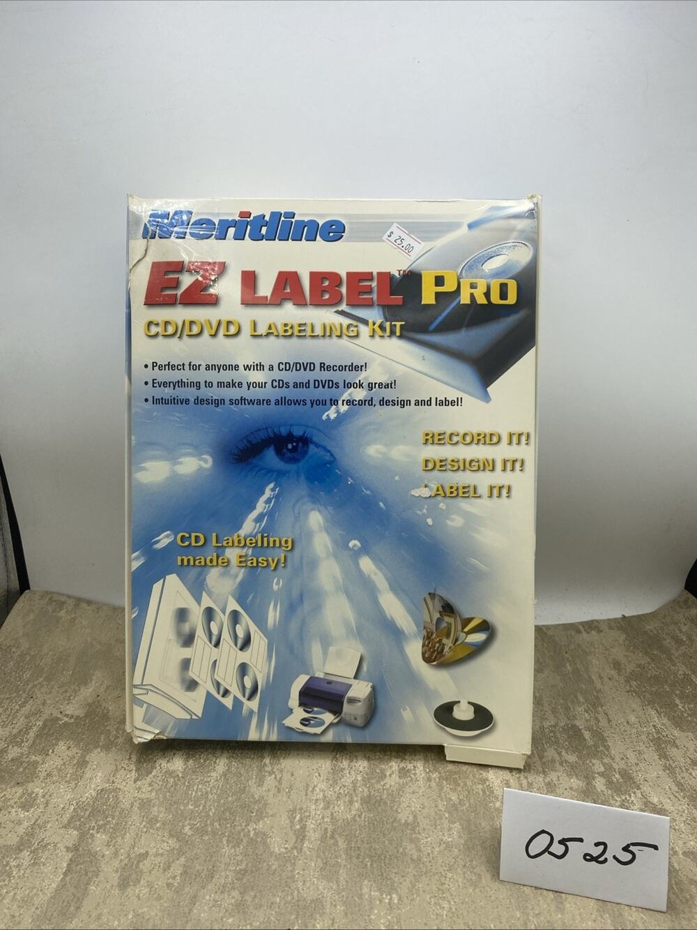 Meritline EZ Label Pro CD/DVD Labeling Kit Software & CD/DVD & Labels UNTESTED